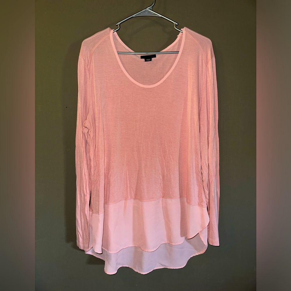 Metaphor Layered Sheer Pink Long Sleeve Blouse